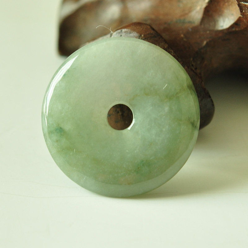 玉泰清仓a货翡翠平安扣吊坠冰糯种淡绿宝宝玉扣情侣天然玉石坠子