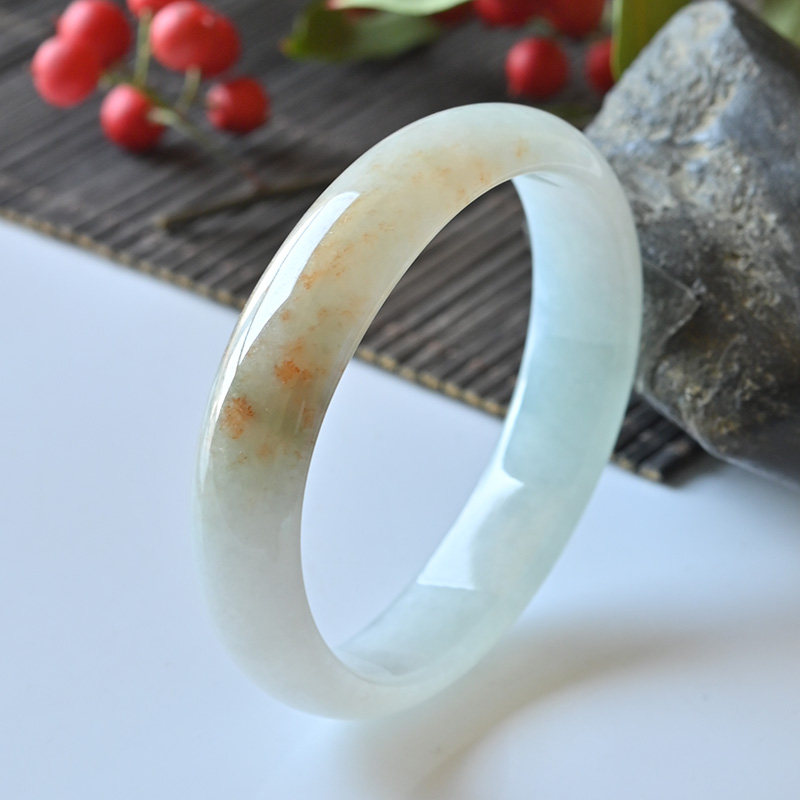 清货天然A货翡翠手镯冰种红翡椭圆玉镯子童镯52缅甸玉手镯贵妃镯