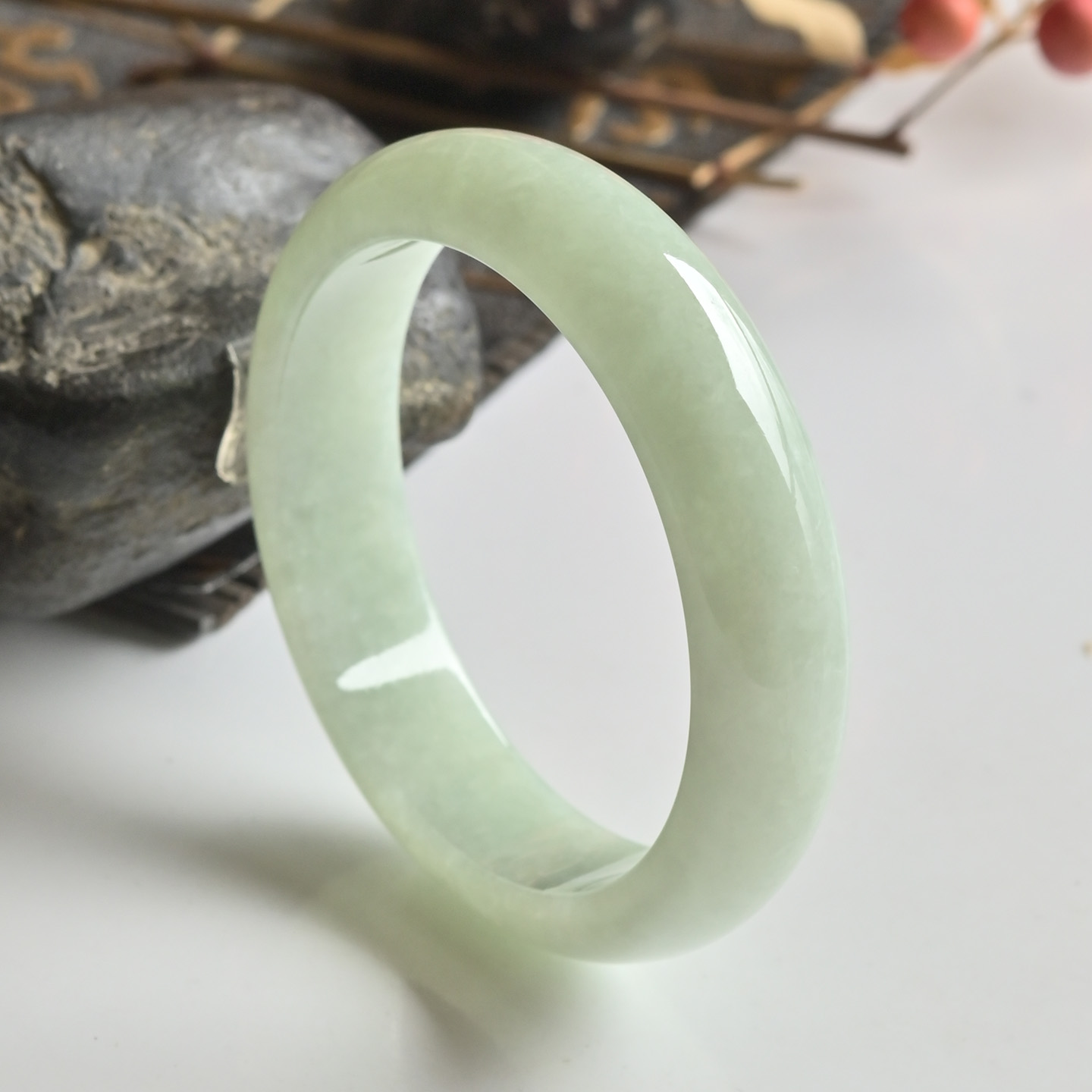 清仓天然A货翡翠手镯冰糯种淡绿玉镯子童镯50缅甸玉手镯一物一图