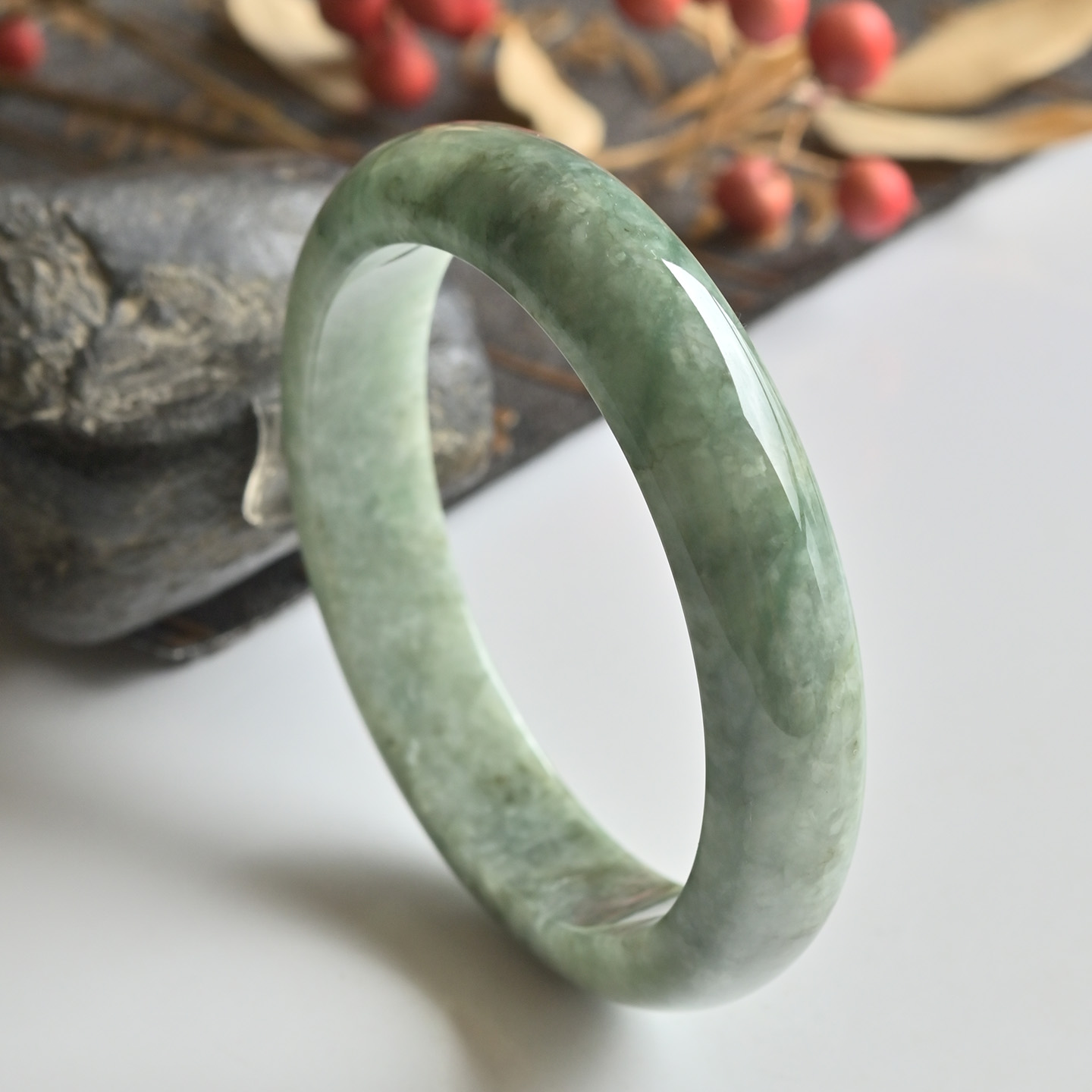 清仓天然A货翡翠手镯冰糯种满绿玉镯子女款56缅甸玉手镯一物一图