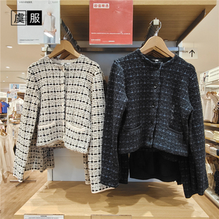 女装春秋针织短茄克千金风休闲外套短款夹克开衫 虞服MY474981