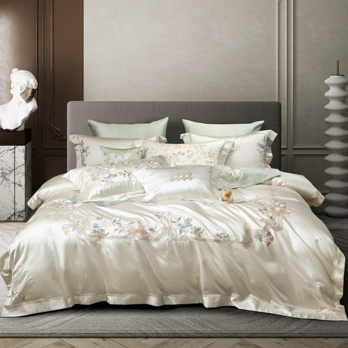 140S真丝棉长绒棉田园高档四件套