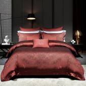 高端奢华婚庆婚嫁140S真丝棉长绒棉色织金丝提花五件套高级床用品