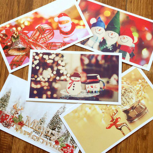 乐品纸卡 圣诞节新年节日贺卡节日卡片明信片售后好评祝福卡50张