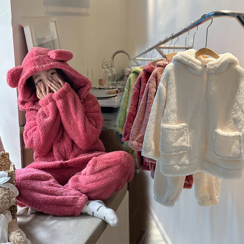 大E小e韩版冬季保暖家居服可亲子