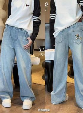 天依角2025春季新款儿童腊肠狗浅色牛仔裤27098青少年直筒裤27099