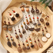 原创植物果实森系耳环天然橡果手工复古女长款 民族风文艺中药耳饰