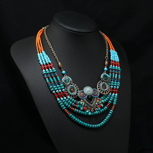 Ретро ожерелье, серьги, этнический комплект, подвеска, аксессуар для волос, европейский стиль, стиль бохо, этнический стиль
