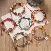 复古手工编织手链藏式 民族风天珠手串小众设计男女手绳新中式 配饰