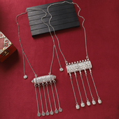 民族风长款 苗银复古项链古银雕花流苏毛衣链女汉服旗袍新中式 配饰