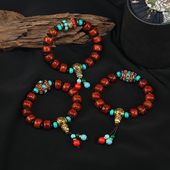 西藏牦牛骨手链复古藏式 民族风尼泊尔绿松石文玩手串男女佛珠配饰