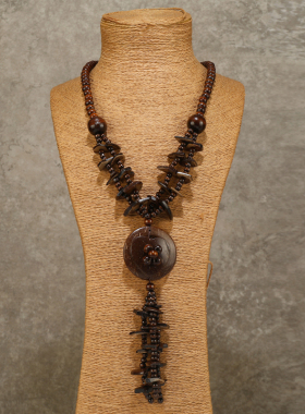 复古民族风椰壳长款项链女