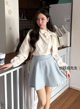 2026年春季新款韩国东大门 shew背部松紧腰格纹半身裙