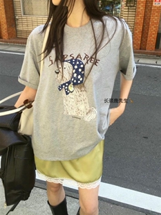 2026年春夏新款韩国东大门 salt可爱狗狗印花宽松棉质t恤