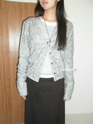 2026年春季新款韩国东大门 dipping毛绒感开衫针织衫