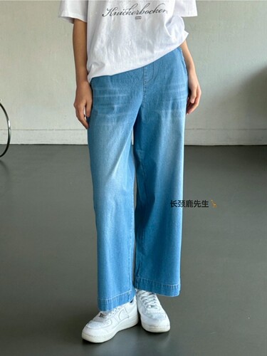 2026年春夏新款韩国东大门 8gram背部松紧腰宽松牛仔直筒裤