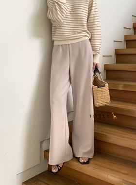 2024年秋冬新款韩国东大门直邮 point内置松紧腰薄绒直筒裤