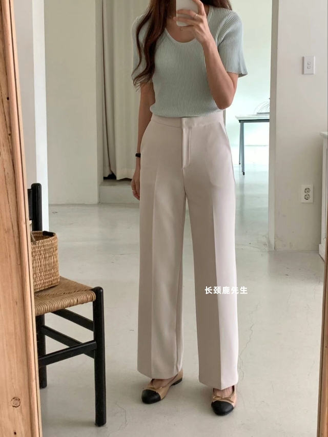 2024年春季新款韩国东大门直邮 marly弹性束腰通勤直筒裤