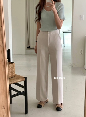 2024年春季新款韩国东大门直邮 marly弹性束腰通勤直筒裤