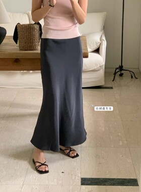 2024年春夏新款韩国东大门直邮 marly弹性束腰缎面半身裙