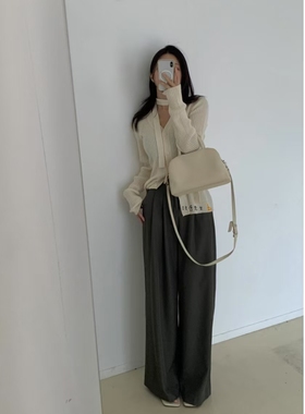 2025年春季新款韩国东大门直邮 overflow背部松紧腰阔腿西装裤