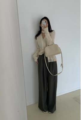 2025年春季新款韩国东大门直邮 overflow背部松紧腰阔腿西装裤