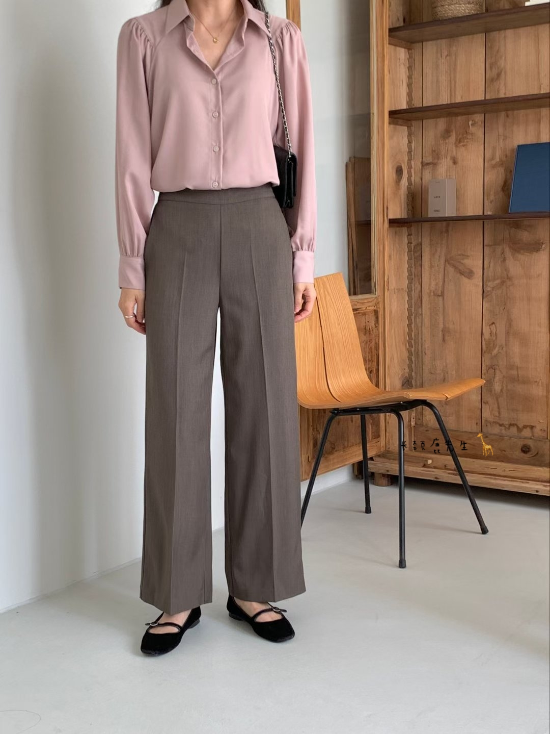 2025年秋季新款韩国东大门直邮 marly背部松紧腰直筒西装裤