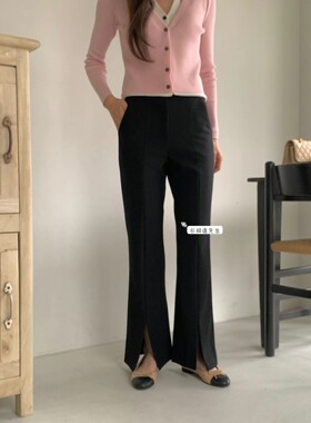 2024年秋季新款韩国东大门直邮 marly弹性束腰开叉西装裤