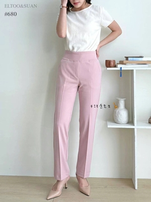2025年春夏新款韩国东大门直邮 eltoo suan宽边松紧腰通勤直筒裤