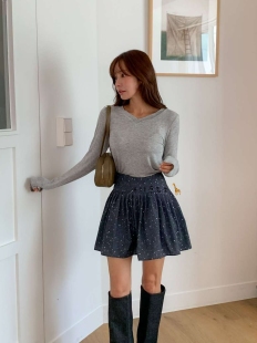 jess背部松紧腰星星花纹半身裙 韩国东大门直邮 2025年秋季 新款