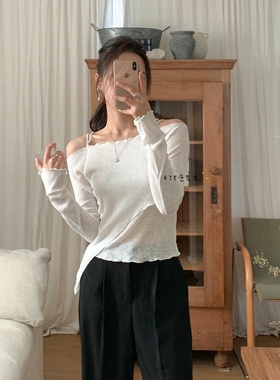 2025年春夏新款韩国东大门直邮 leeds露肩设计薄款针织衫
