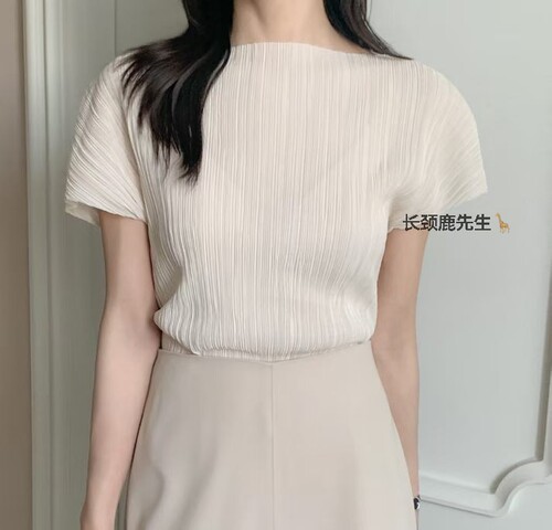 2026年春夏新款韩国东大门 double j纯色褶皱套头衫