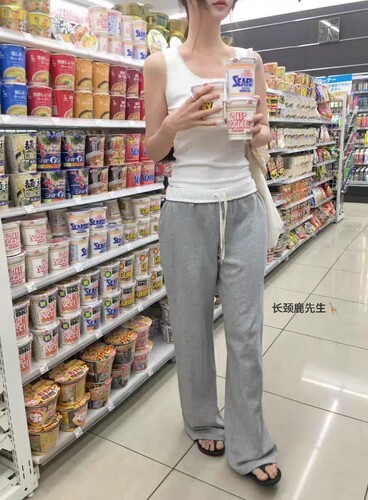 2026年春夏新款韩国东大门 vegetable松紧腰棉质休闲裤