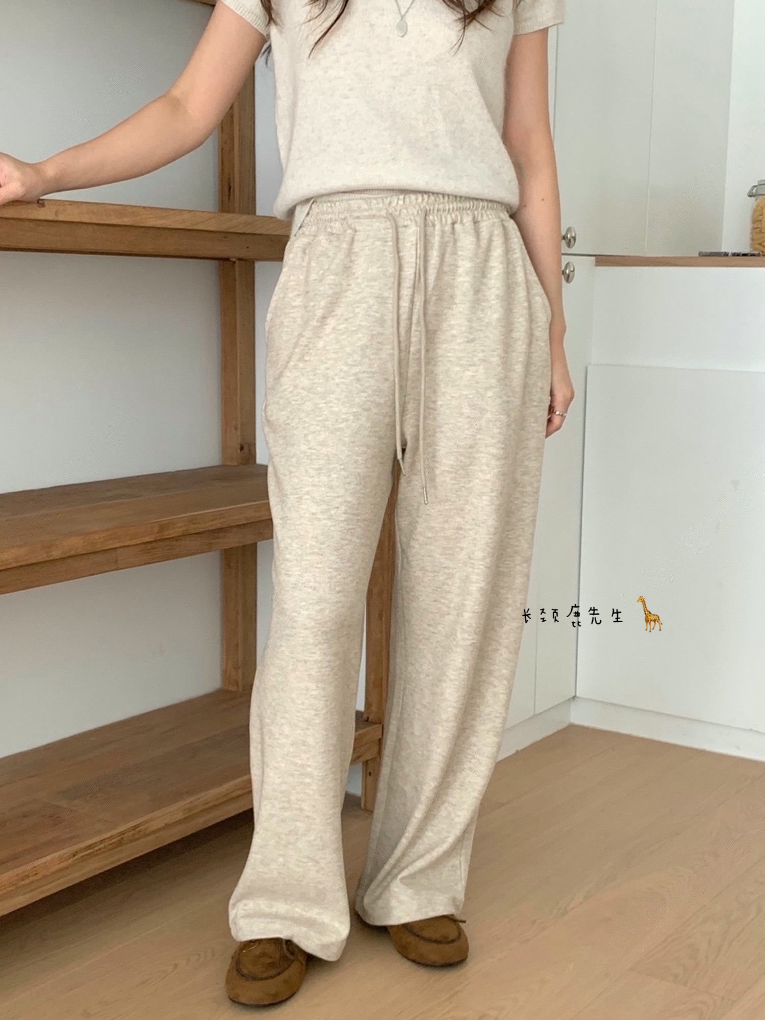 2025年秋季新款韩国东大门直邮 hacker松紧腰直筒棉质休闲裤