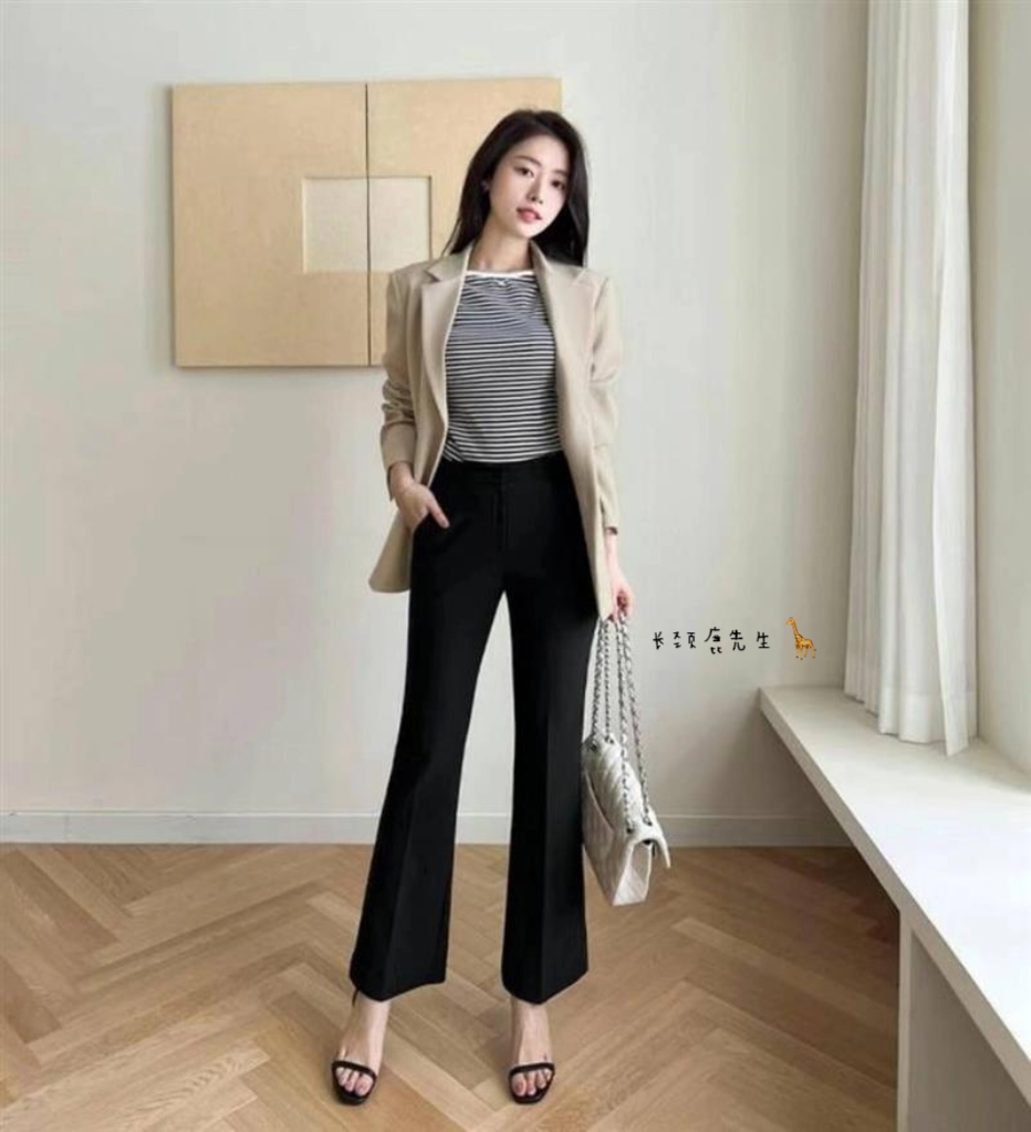 2025年春季新款韩国东大门直邮 marly弹性束腰小微喇西装裤