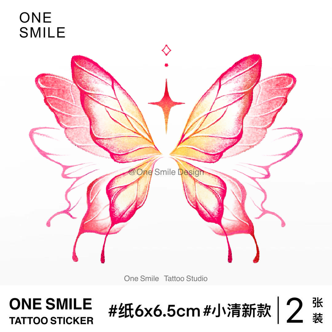 ONESMILE 蝴蝶效应 纹身贴防水持久高级女浪漫个性彩色可爱锁骨