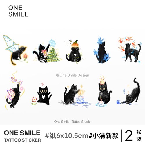 生日喵联名款原创猫咪彩色纹身贴