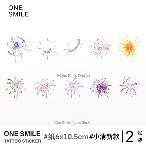 ONESMILE mini烟花 小清新彩色防水持久可爱性感女手臂纹身贴疤痕