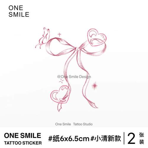 ONESMILE 少女心蝴蝶结 彩色纹身贴可爱防水持久小清新手腕高级女