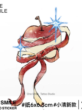 ONESMILE 苹果结 纹身贴防水持久高级女学生可爱锁骨彩色蝴蝶结