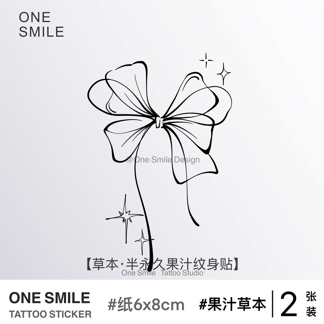 ONESMILE 可爱蝴蝶结 草本果汁纹身贴星星防水持久女高级遮盖仿真