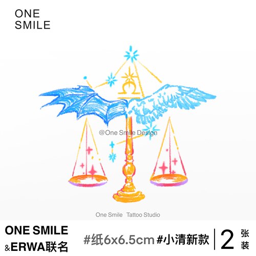ONESMILE 天秤座 个性星座纹身贴彩色防水持久情侣高级女浪漫仙气