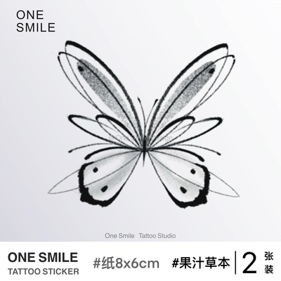 ONESMILE 可爱小蝴蝶 2张 草本果汁防水持久手背女可爱仿真纹身贴