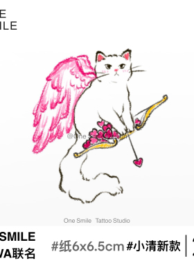 ONESMILE 猫咪丘比特 小清新彩色猫咪可爱锁骨女卡通纹身贴儿童