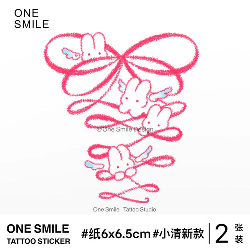 ONESMILE小兔蝴蝶结纹身贴防水