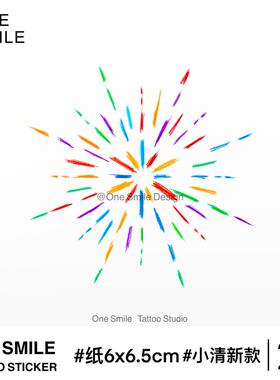 ONESMILE 彩虹炫光烟花 演唱会音乐节多巴胺学生女纹身贴防水持久