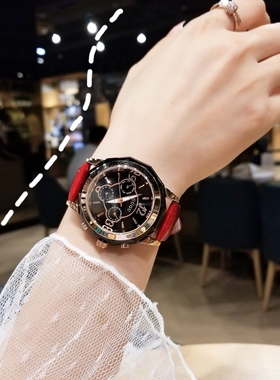 红色手表女名牌正品高端女士机械女表大表盘女款2025新款表女式红