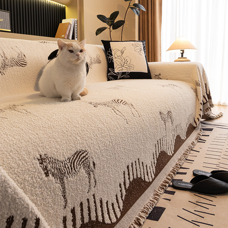 法式奶油风沙发巾四季通用高级感三人位沙发套罩客厅坐垫盖布全包