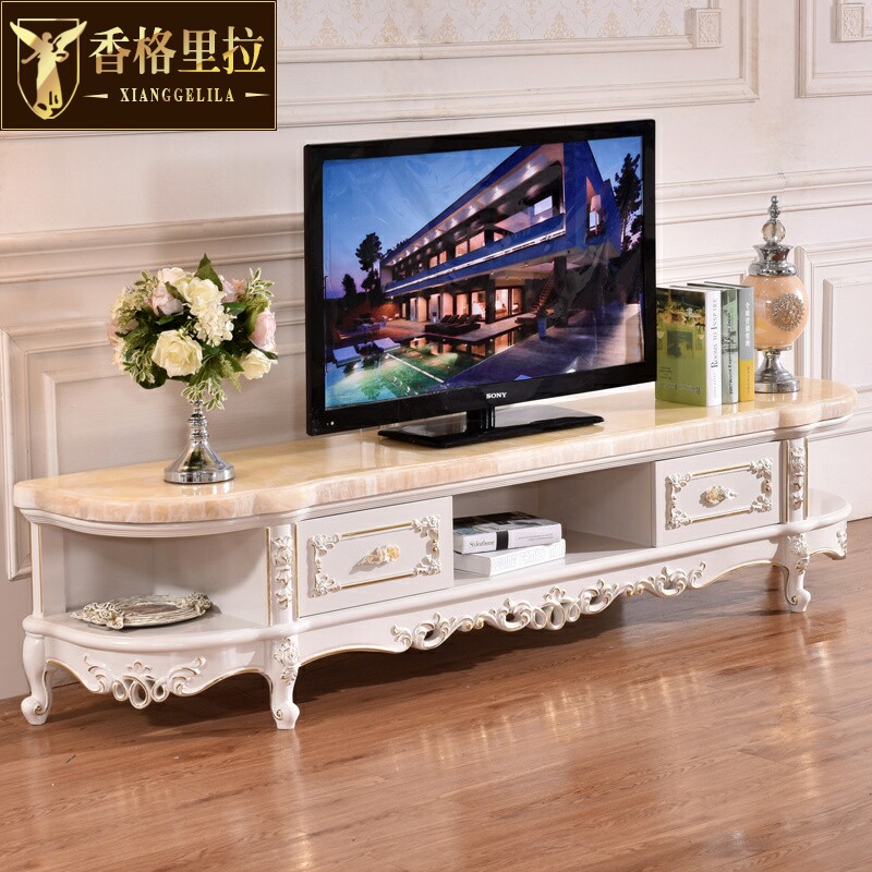 欧式实木电视柜美式豪华客厅烤漆大理石茶几电视机柜储物矮柜地柜