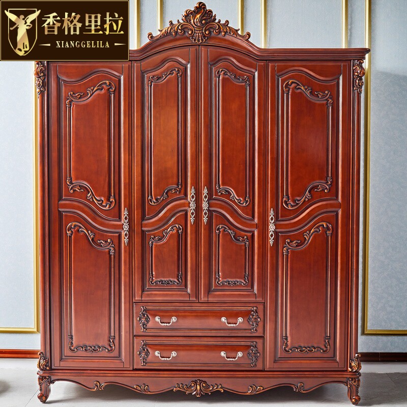 欧式实木衣柜 美式别墅豪华卧室复古双门三门四门5门六门储物衣柜